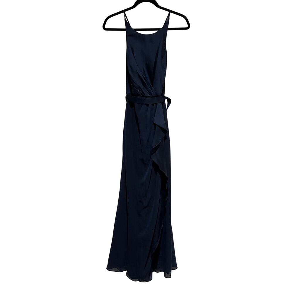 White by Vera Wang Charmeuse and Chiffon Bridesmaid Dress with Ruffle Size 0